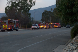 7:08 PM - Fire trucks and other emergency vehicles along Foothill Blvd. Nancy Hamlett.