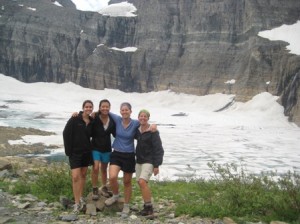 The group (minus Spencer, he's taking the photo) at Grinnell Glacier.