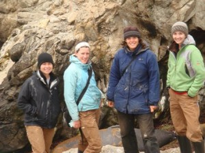 The SEFFI Ladies (Jordan, Annie, Claudia, and Me!).  Notice the elephant seal in the background.